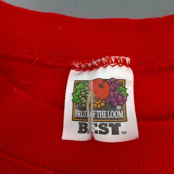 VTG Fruit Of The Loom Mens XL Plain Red Crewneck Sweatshirt Printable Blank - Picture 2 of 7